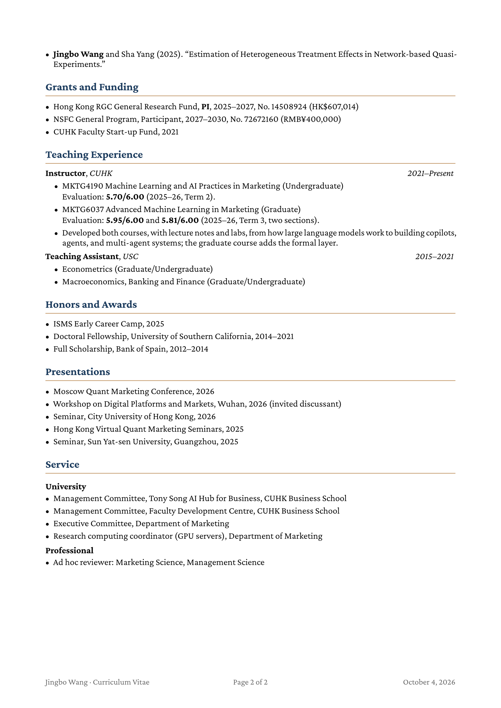 Curriculum vitae, page 2